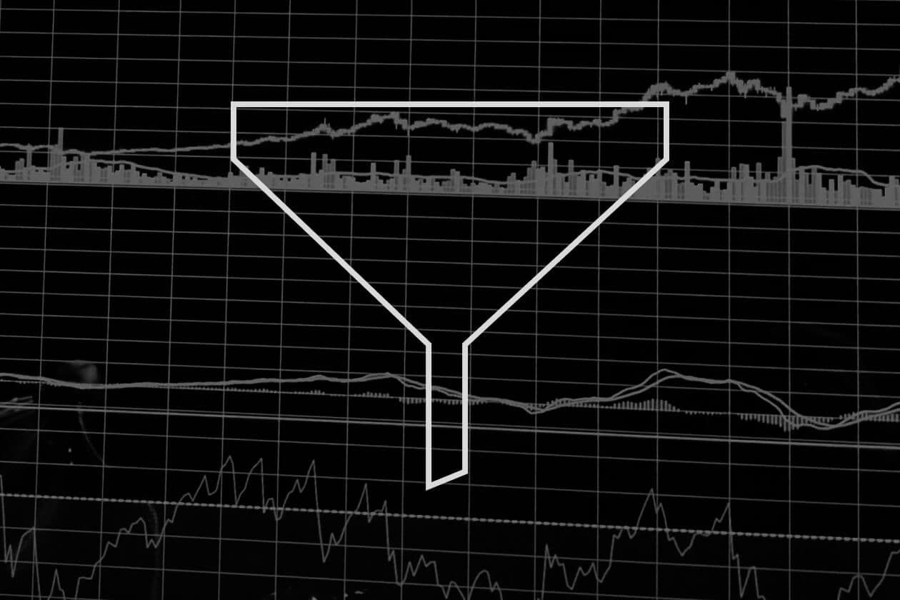 abstract image of a funnel on a background of charts